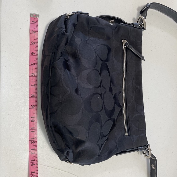 Coach Black Signature Hobo Shoulder Bag buckle strap Purse - Picture 1 of 6